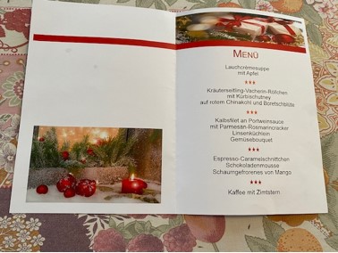 Unsere reichhaltige Menükarte mit dem feinen Essen
